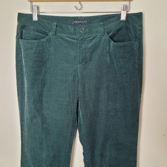 Vintage Y2K Theory Corduroy Pants Low Rise Flare Hunter Green Stretch - Picture 3 of 7